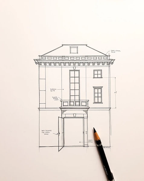 Architectural hand-drawn sketch